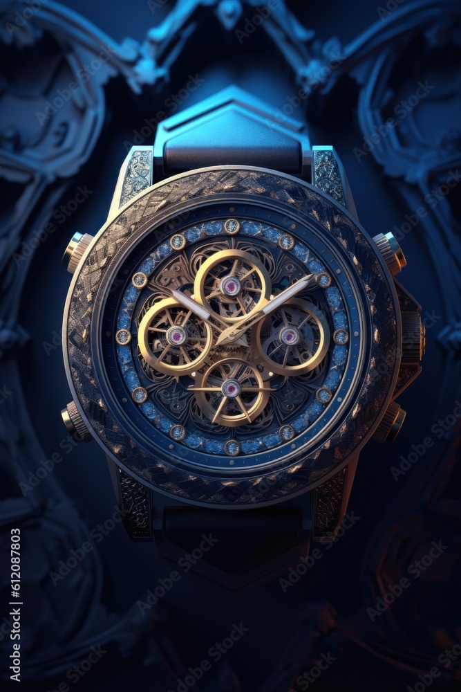 Aufkleber a close up of a watch on a table. generative ai image.