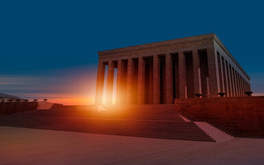 Naklejka premium Mausoleum of Ataturk at amazing sunset - Ankara, Turkey