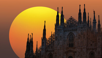 Obraz premium Milan Cathedral - (Duomo di Milano (Milan Cathedral) and Piazza del Duomo in Milan)