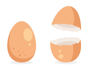 Egg crack broken eggshell open shell isolated concept. Vector design graphic illustration