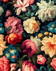 Wallpaper tileable pattern of flowers created with Generative AI technology	
