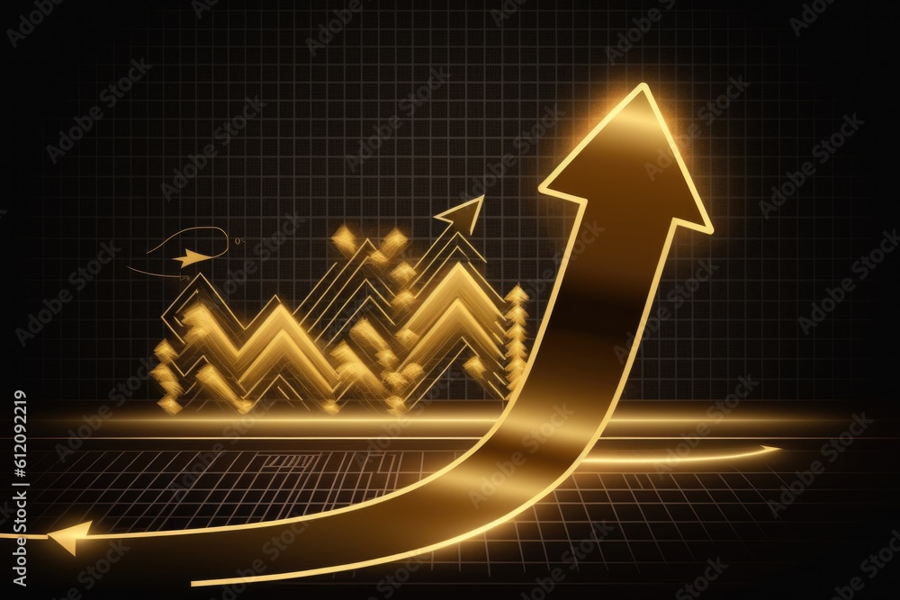 Poster digital illustration of arrow graph in colour background