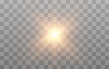 Vector light. Golden light png. Flash of light png. The sun, rays from the sun, dawn.