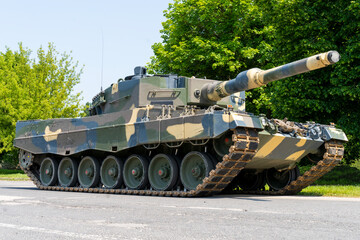 German-made Leopard 2A4 tank with camouflage paint