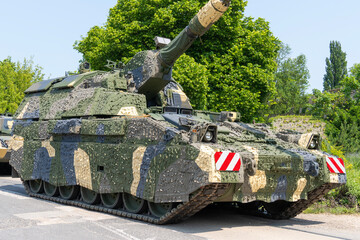 Panzerhaubitze 2000 (PzH 2000) armored howitzer, german 155 mm self-propelled howitzer developed by...