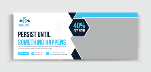 Fitness GYM Timeline Web Banner Social Media Design Template. gym or fitness poster, flyer. Creative and corporate cover design. Abstract banner design for ads, banner social media.