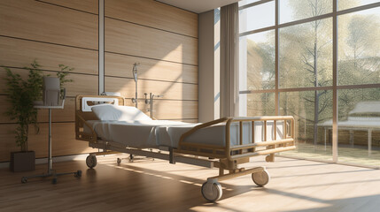 a hospital bed in a hospital room, hospital and bed