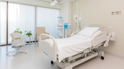 a hospital bed in a hospital room, hospital and bed