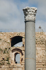 Roman ruins in the Lebanese ancient city of Byblos