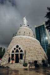 Harissa, Lebanon — 24.04.2023: The Shrine of Our Lady of Lebanon (also known as Our Lady of Harissa), a Marian shrine and a pilgrimage site in the village of Harissa in Lebanon.