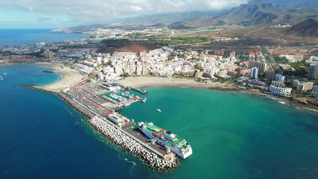 Aerial view of Los Cristianos and Playa de las Am&eacute;ricas	