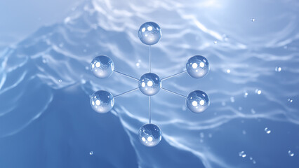 sulfur hexafluoride molecular structure, 3d model molecule, sulphur hexafluoride, structural chemical formula view from a microscope