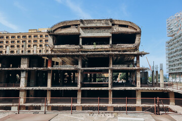 Beirut, Lebanon - 24 April 2023: The Egg, or the Dome, is an unfinished cinema building in Beirut, Lebanon.