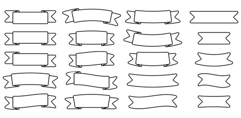 Line ribbons set. Banner ribbon symbol collection. Vector illustration isolated on white. - obrazy, fototapety, plakaty