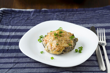 BAKED MUSHROOMS STUFFED WITH SPINACH