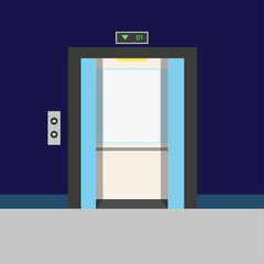 Vector illustration of the open elevator door. Vector illustration in flat cartoon style.	

