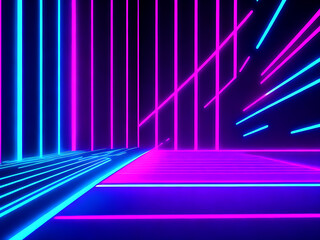 3D Render and Abstract Minimal Neon Background