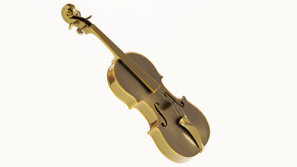 classic golden violin isolated on white background, 3D render © mustapha