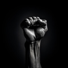 Fototapeta na wymiar Captivating photography captures the strength and drive of a black fist against a dark background, Generative AI