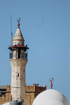 Beirut, Lebanon &mdash; 24.04.2023: Minaret of the Emir Munzer Mosque, located in Beirut Central District, Lebanon