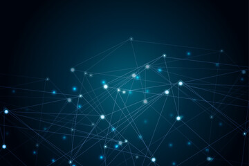 Abstract blue lines and dots connections pattern, social network communication, technology curve line background. Design used for technology, science, banner, template, business and many more.