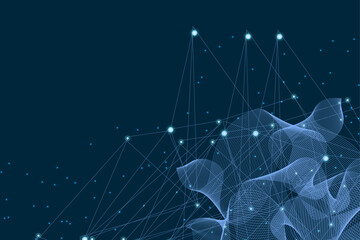 Abstract colorful flowing wave curved lines, Social network communication, technology curve line background. Design used for technology, science, banner, template, wallpaper, business and many more.