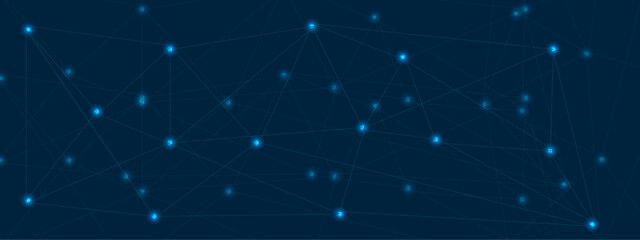 Fototapeta premium Abstract blue lines and dots connections pattern, social network communication, technology curve line background. Design used for technology, science, banner, template, business and many more.
