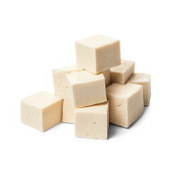 Tofu cubes isolated on transparent or white background, png