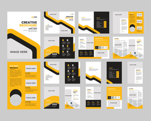 Brochure set, creative design, book cover, flyer design, company profile, Vertical a4 format, Multipurpose template with cover, Trendy minimalist flat geometric design, back and inside pages, roll up,