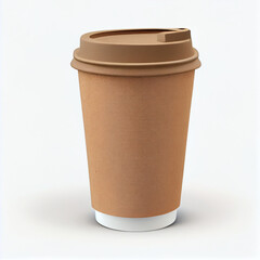 Paper cup for takeaway coffee. Cup with lid isolated on white background. Generative AI.