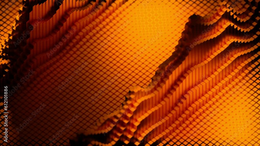 Poster 3d wave vibrations on square field. design. rising waves of vibrations on square 3d field. wave osci