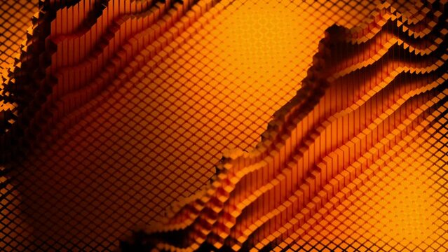 3D wave vibrations on square field. Design. Rising waves of vibrations on square 3d field. Wave oscillations with squares on surface