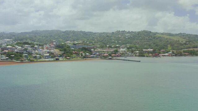 Drone view of a Caribbean town (Le Robert, Martinique)	