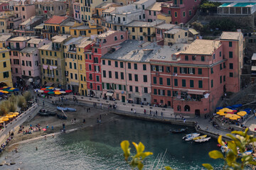 View of the beautiful sea of ​​the village of Vernazza.