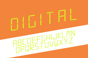 Obraz premium Digital minimalistic font. Bright stylish English alphabet. Contemporary trendy design