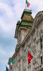 Fototapeta na wymiar Details of the City Hall Palace in Trieste, Piazza Unità d'Italia, Italy, Europe