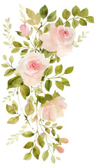 Roses flower watercolor bouquet - 612104606