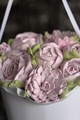 Zephyr flowers. Homemade marshmallow. Packed in a flower box.