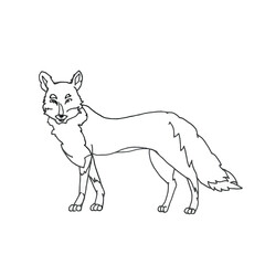 A vector fox. Line art animal isolated on white background. Hand drawn line sketch, black and white simple illustration.