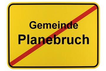 Illustration eines Ortsschildes der Gemeinde Planebruch in Brandenburg