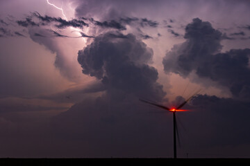 Wind generator in lightning storm