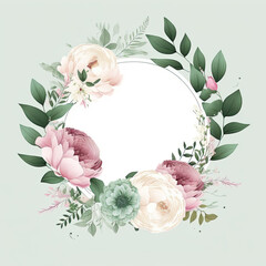 botanical watercolor design with flowers and leaves
