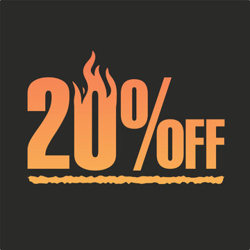 20% OFF value with gradient orange fire icon