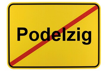 Illustration eines Ortsschildes der Gemeinde Podelzig in Brandenburg