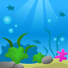 Fototapeta na wymiar The seabed with fish and other creations