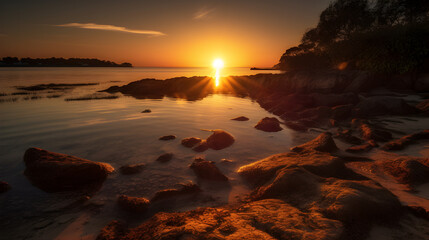 Fototapeta na wymiar sunset, sunset on the beach - Generative AI