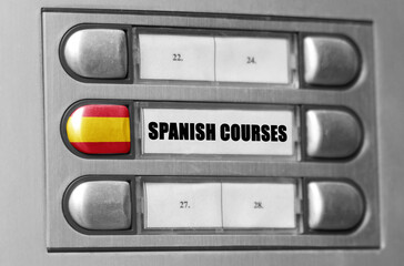On the intercom there is a button with the flag of Spain and the inscription - Spanish courses