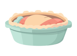 Cute cartoon icon holds fresh vegetable bowl