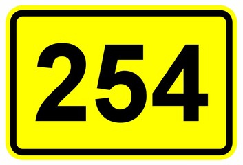 Illustration eines Bundesstraßenschildes der B 254 in Deutschland	