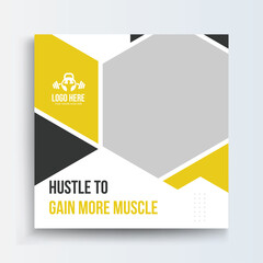 Fitness gym social media post banner template, Sport Gym and Fitness Promotion Post and Story Social Media Template,